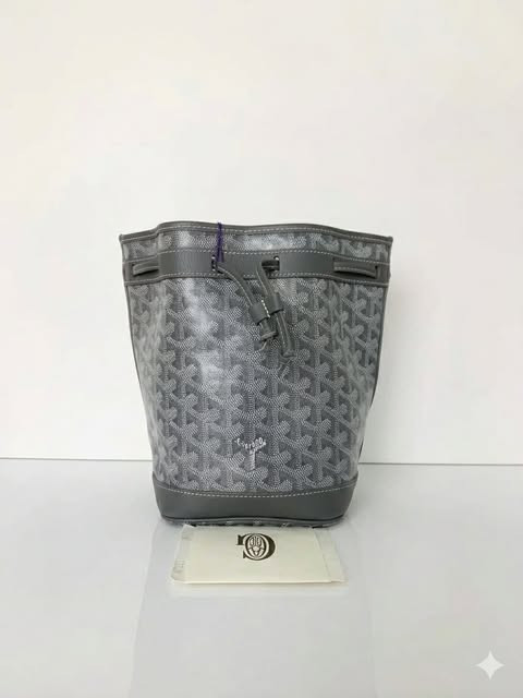 Goyard Petit Plot Drawstring Bucket Bag (Grey)