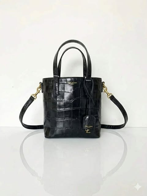 Saint Laurent Mini Tote Bag (Black Crocodile)