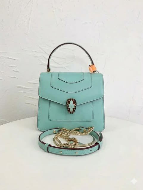 Bulgari New Accordion Handbag Small Macaron Blue