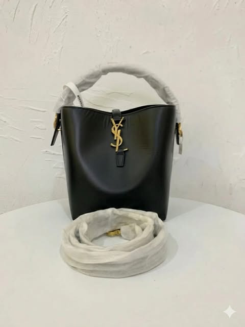 YSL Le 37 Small Bucket Bag in Black and Gold - Brand New