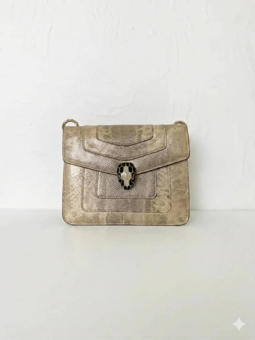 Bulgari Chain Snakehead WOC Snakeskin