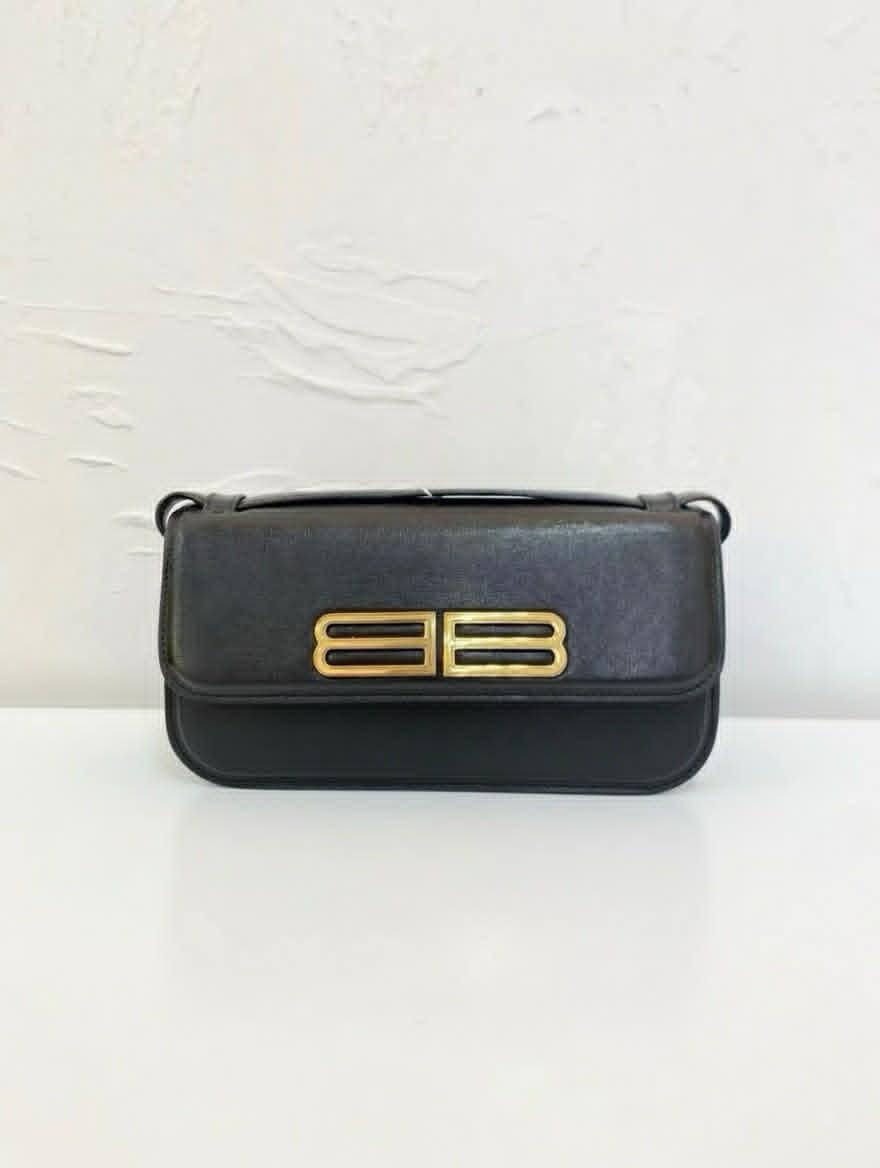 Balenciaga Gossip Black and Gold Small Leather