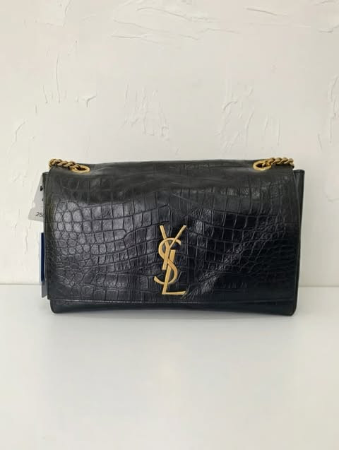 YSL Crocodile-Embossed Shoulder Bag