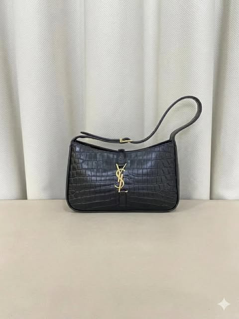 Saint Laurent Hobo Bag in Crocodile-Embossed Leather