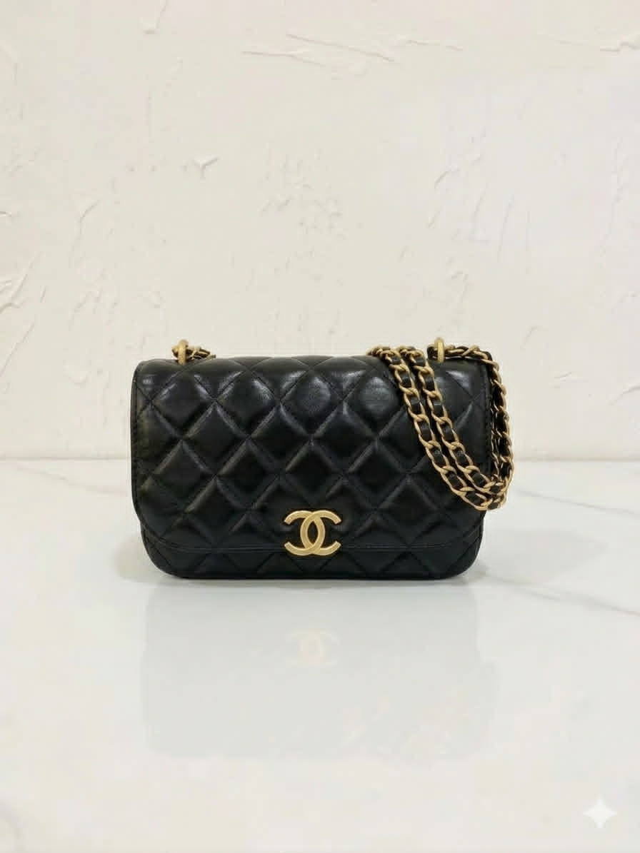 Chanel 23A Gold-Buckled Chain Bag Complete Set