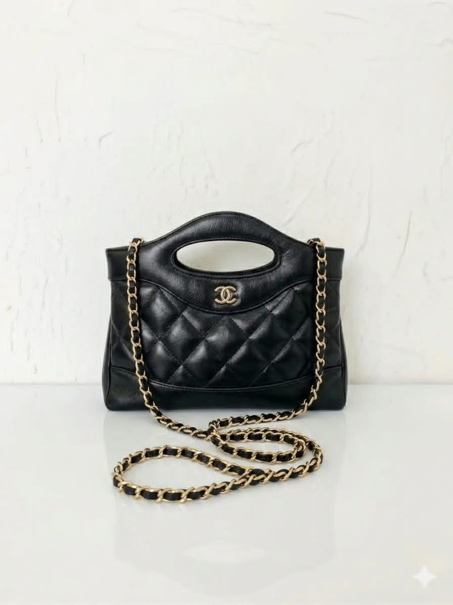 Chanel 31 Bag Nano Black and Gold Sheepskin Bag, 25 Years Old