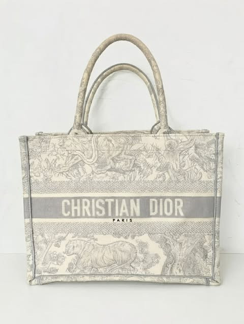 Dior Book Tote in Ecru & Gray Toile de Jouy