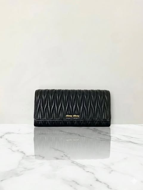 Miu Miu Pleated WOC (Black Gold)